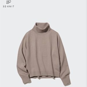 Uniqlo 3D Knit Souffle Yarn Long-Sleeve Sweater- Beige- XS